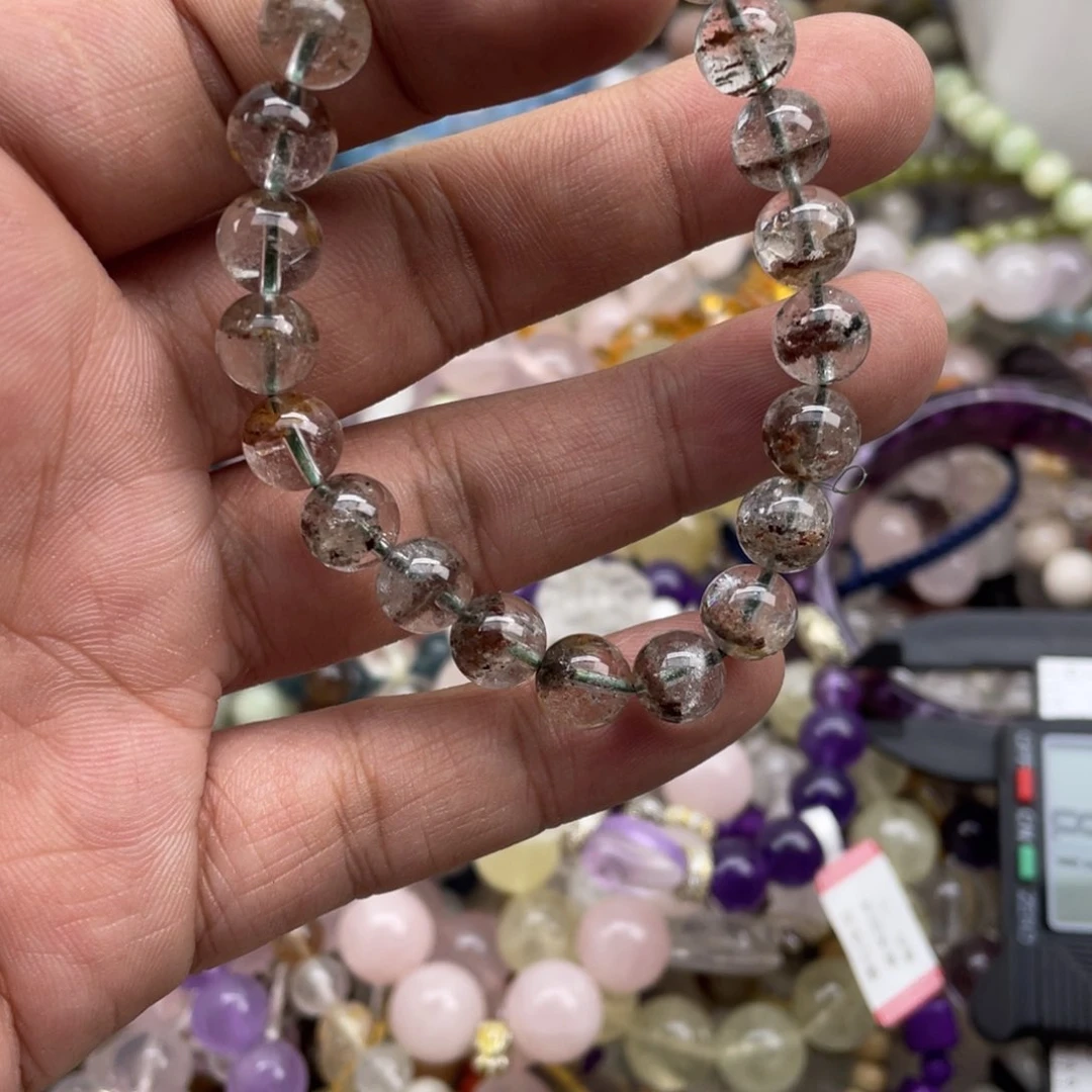 银S925镶嵌手链烟晶