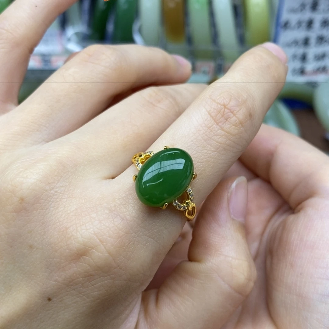 和田玉银S925镶嵌戒指