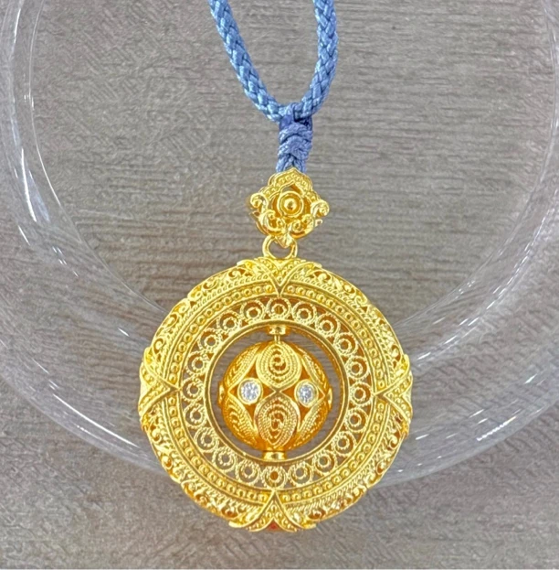 B3足金罗盘挂件14.09g