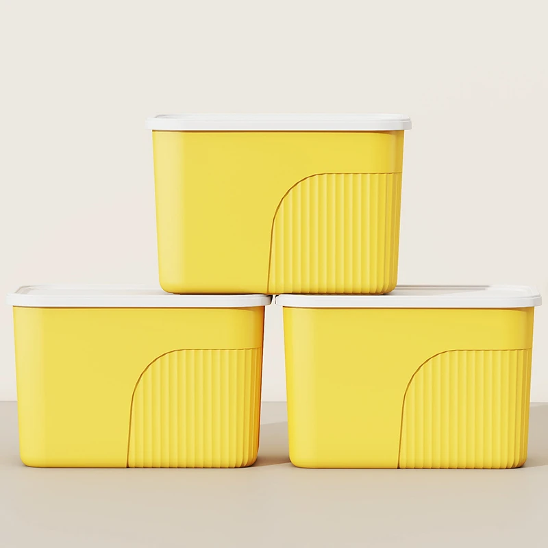 【三件套】黄色收纳箱家用收纳储物杂物玩具整理箱宿舍收纳盒