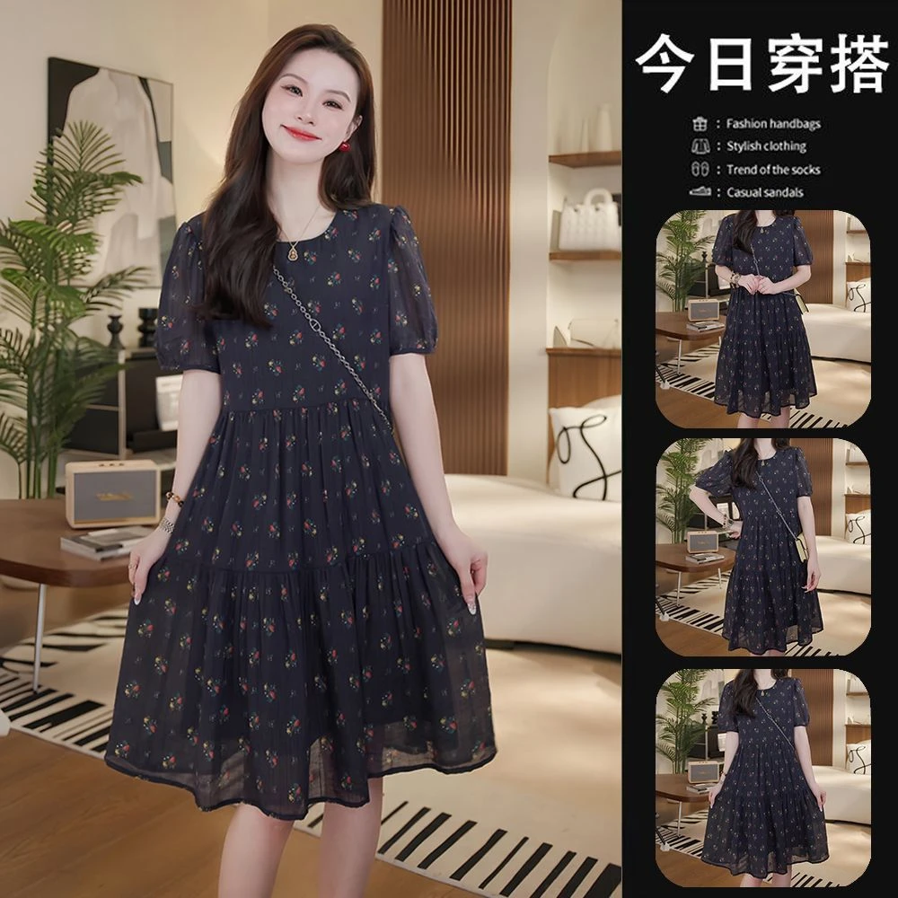 【300斤胖妹妹】欧货2025新款洋气碎花连衣裙高级感夏季显瘦短裙子