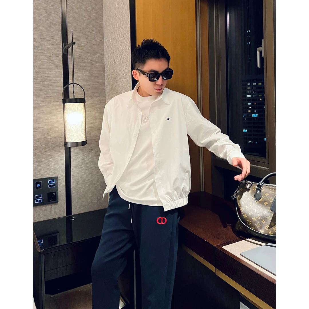 【蜜蜂衬衫夹克】李查德秋季老钱慵懒天丝莱赛尔简约蜜蜂刺绣衬衫