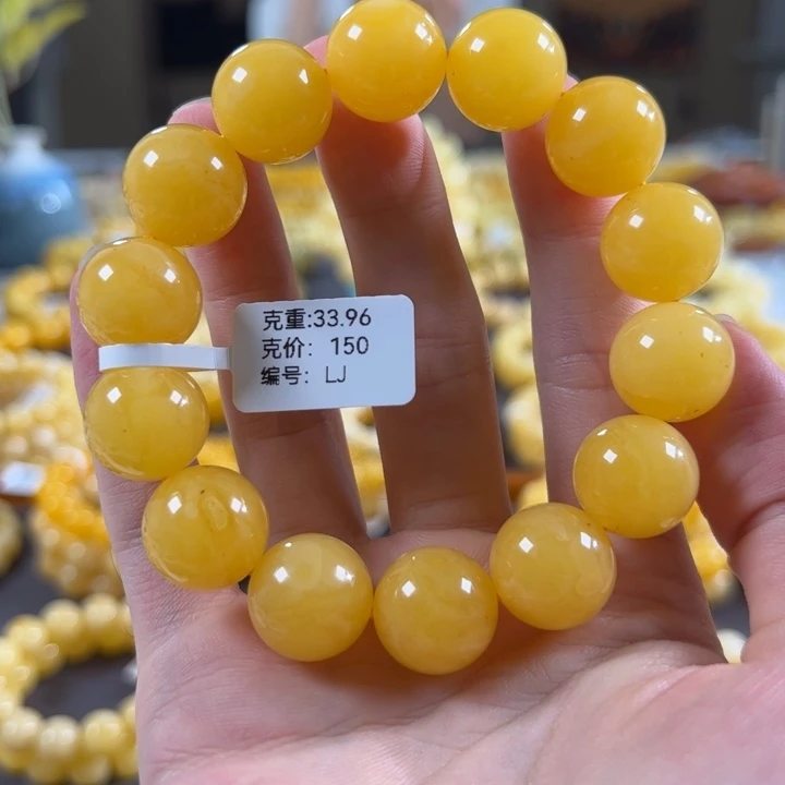 手串蜜蜡未镶嵌16mm焦皮同料鸡油红圆珠手串lj