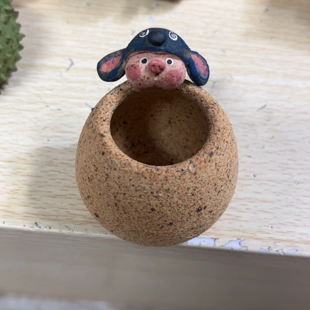 泥塑古镇炻陶花盆
