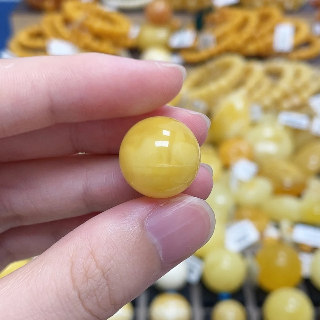 蜜蜡未镶嵌珠宝奇石圆珠浓蜜浓蜡金黄16.5mm瑕