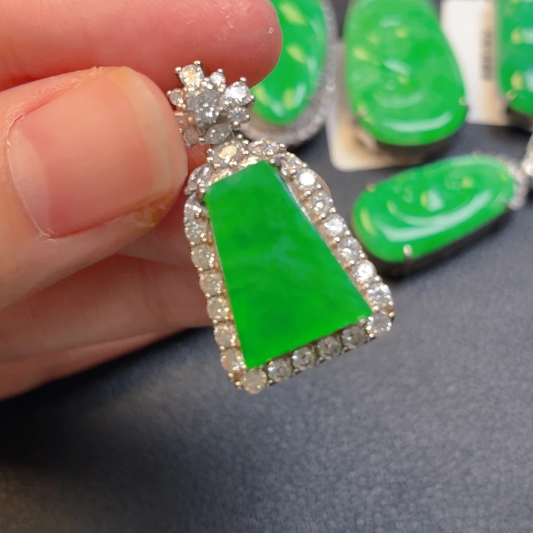 翡翠银S925镶嵌吊坠(不含链)