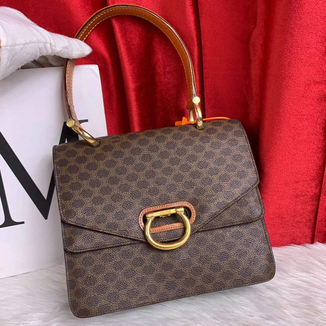 95新 Celine/思琳 老花金扣手提包/WJ09808036/8036/修复品/瑕