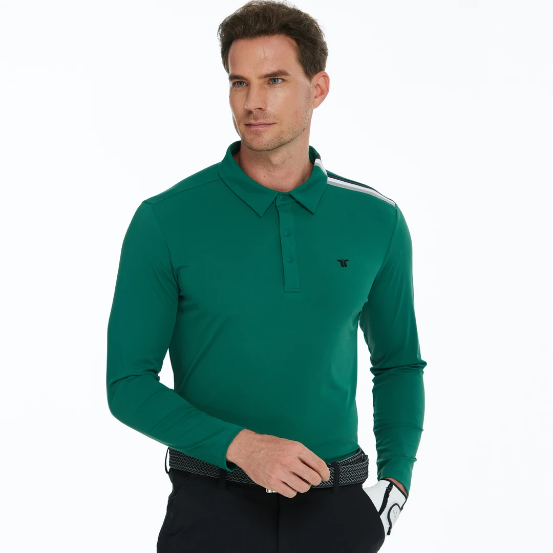 高尔夫服装男翻领长袖T恤秋冬高尔夫男装速干排汗运动polo衫上衣