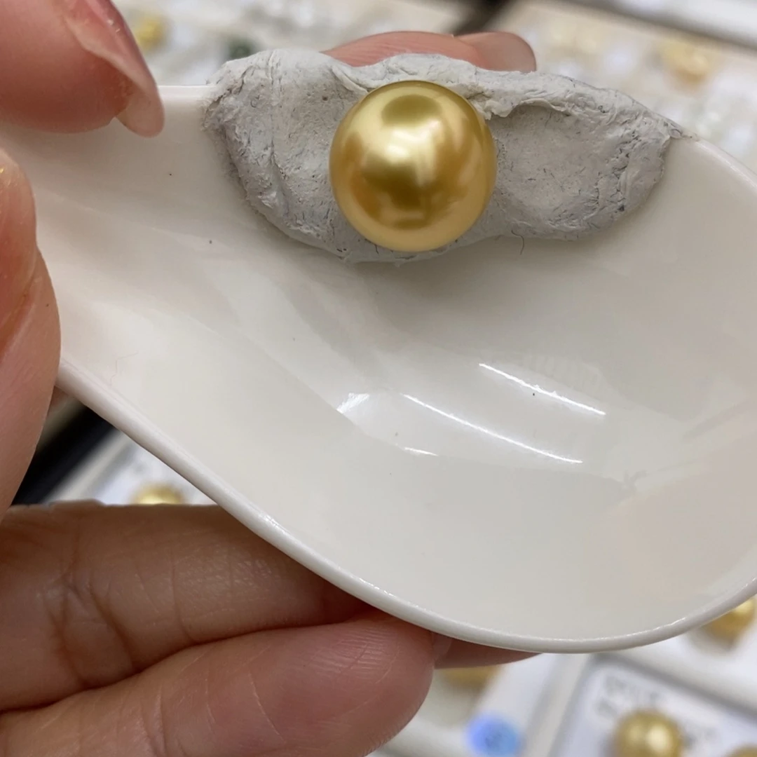 海水珍珠裸珠未镶嵌金珠12.4
