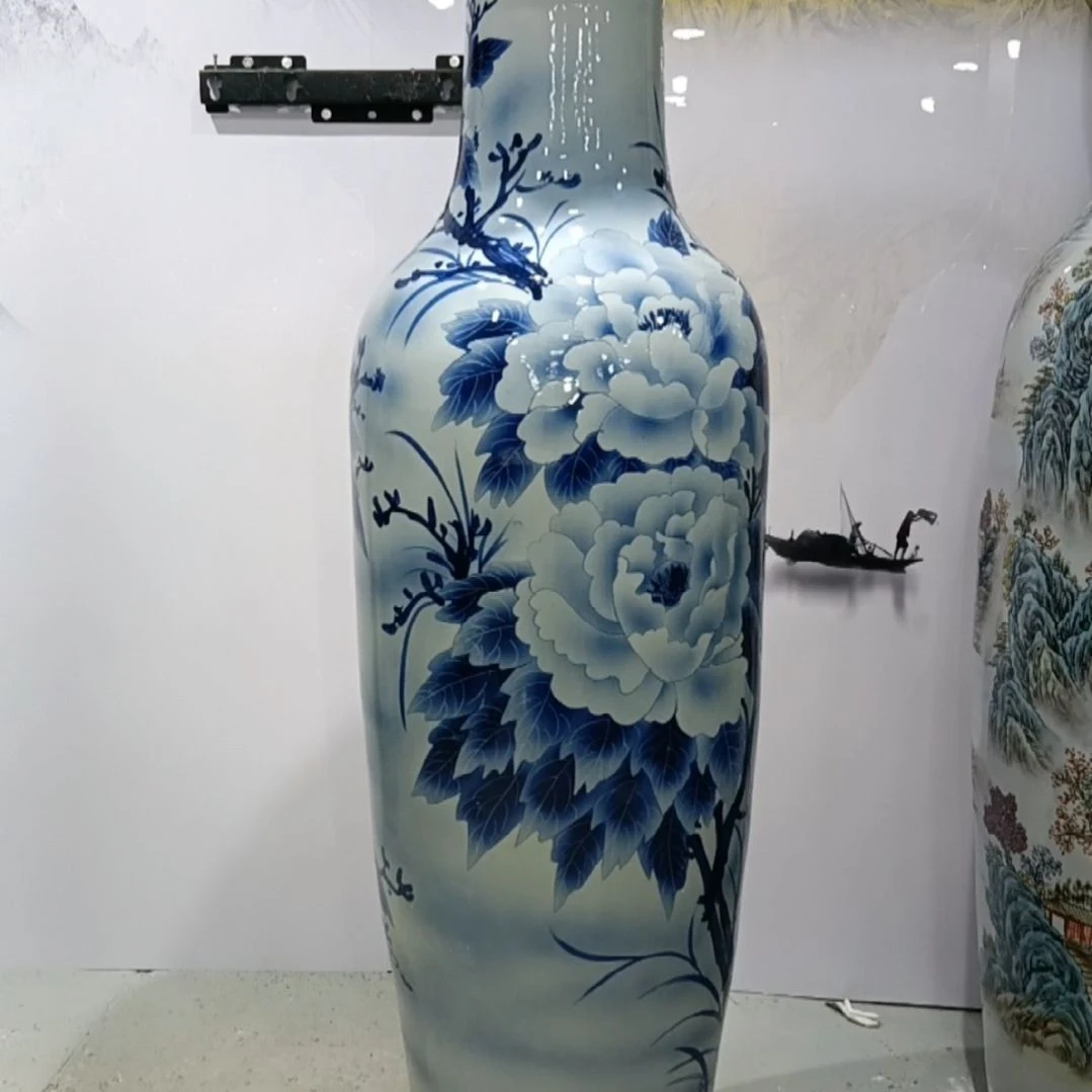 瓶青花手绘花开富贵1.4米一个