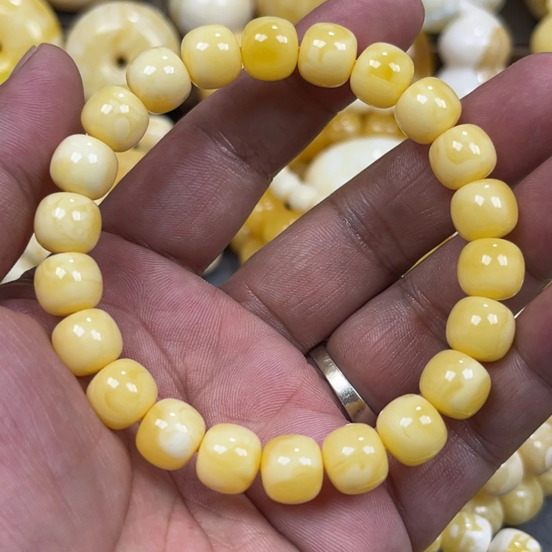 琥珀未镶嵌手串同料焦皮奶橘10mm