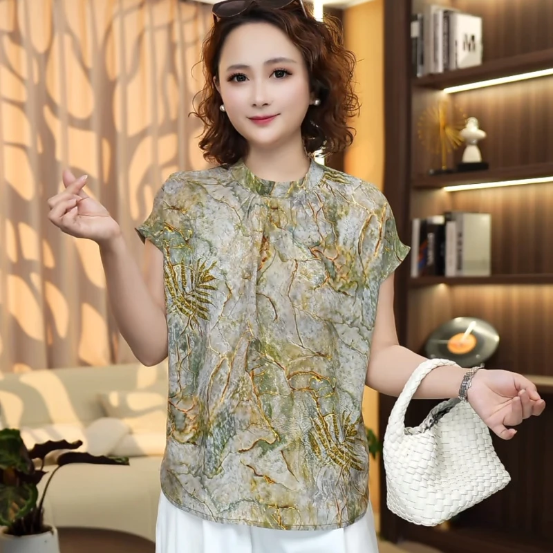 XK1002#2025夏季新款洋气减龄小衫宽松薄款上衣