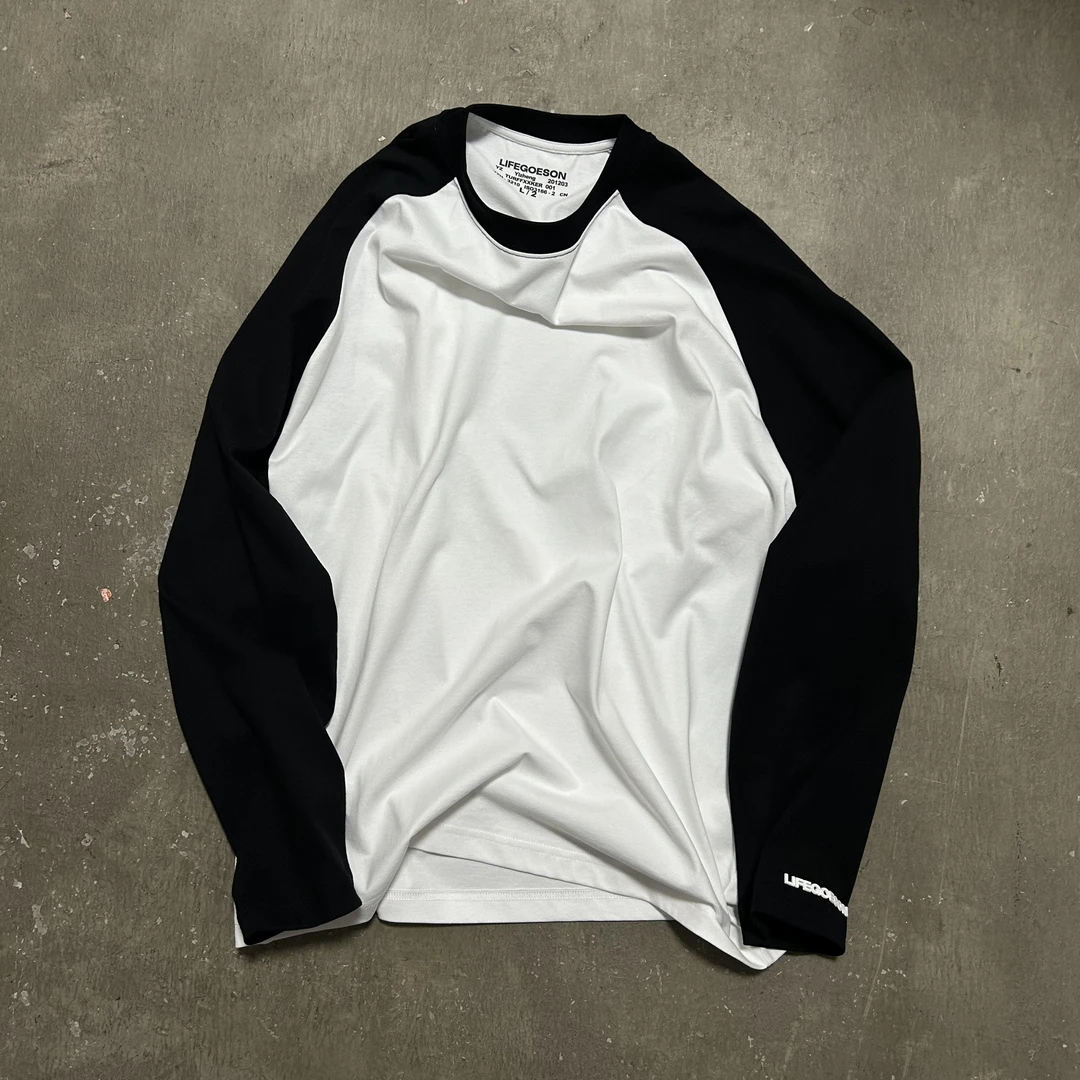 LIFEGOESON25AWRaglan Sleeve T-shirt 黑白插肩长袖T