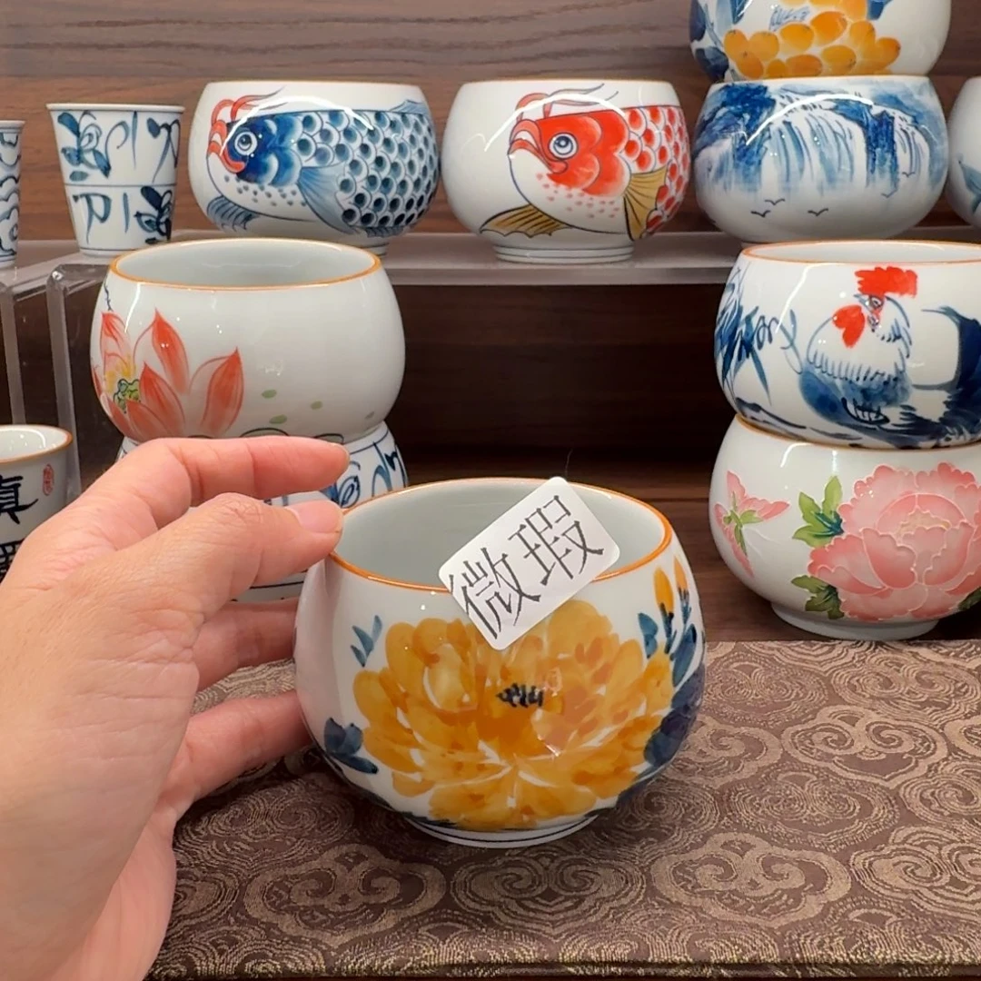 釉下手绘茶具微瑕