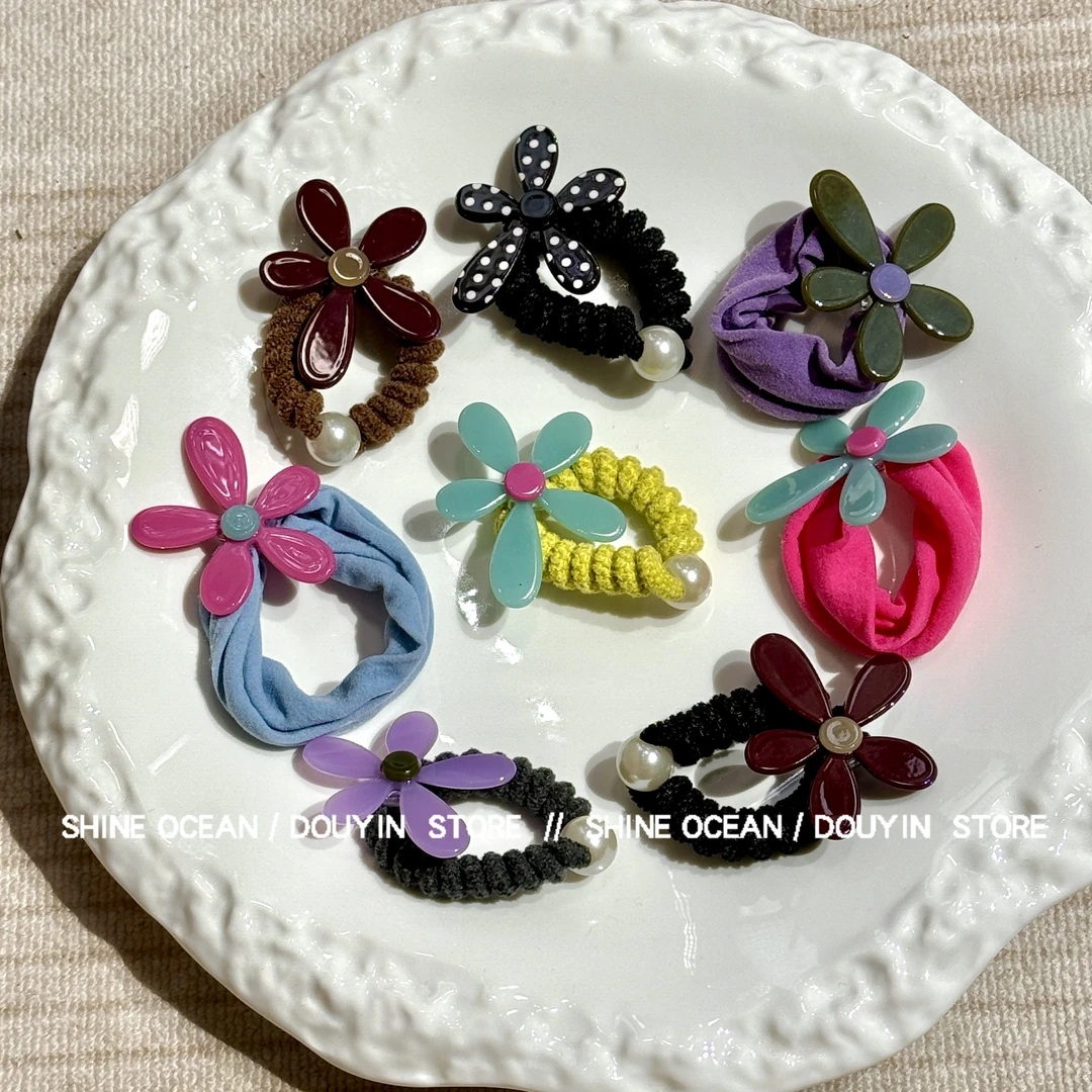 双海「ins博主系列-五瓣花朵」韩国高级感时髦洋气搭电话线发圈头绳