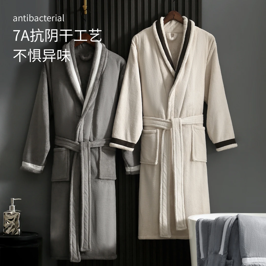 7A抗菌浴袍非纯棉吸水速干情侣睡袍成人男女可穿酒店浴衣秋冬加厚
