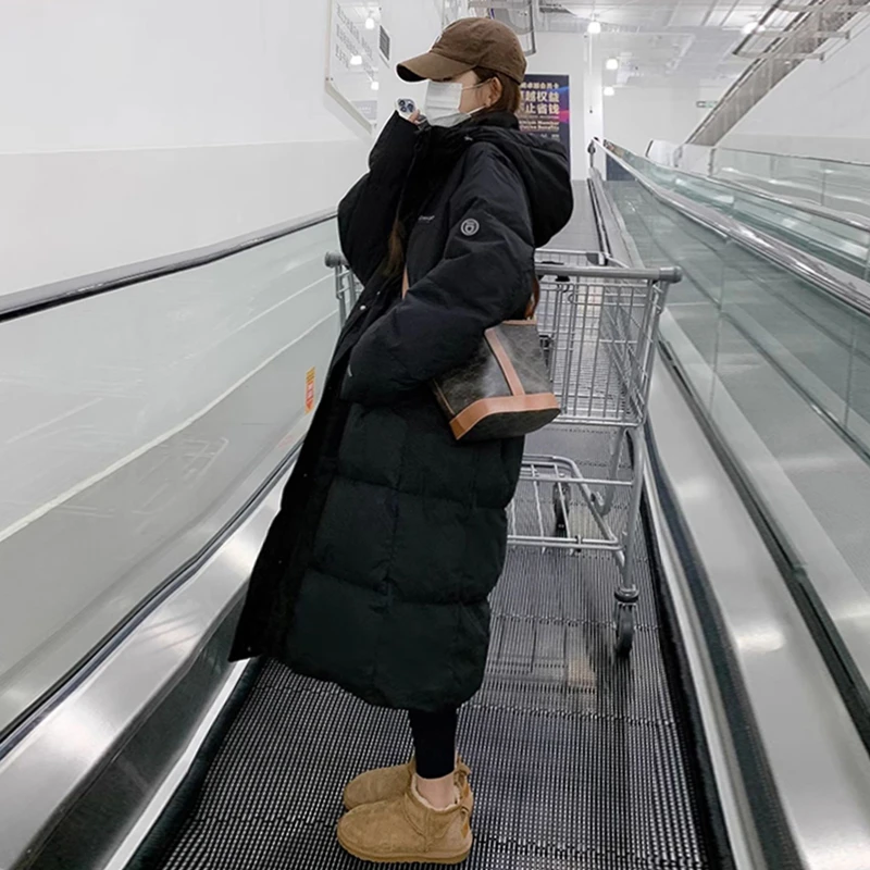 冬季棉服女2024加厚保暖中长款棉衣外套长款连帽棉袄【R】ny