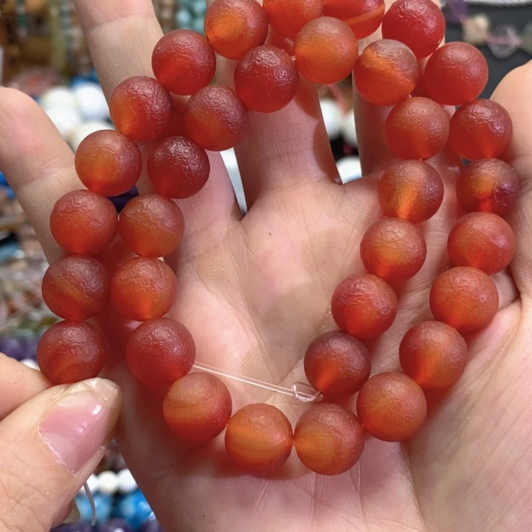 未镶嵌玛瑙/玉髓珠宝半成品橘皮玛瑙一条卡12mm