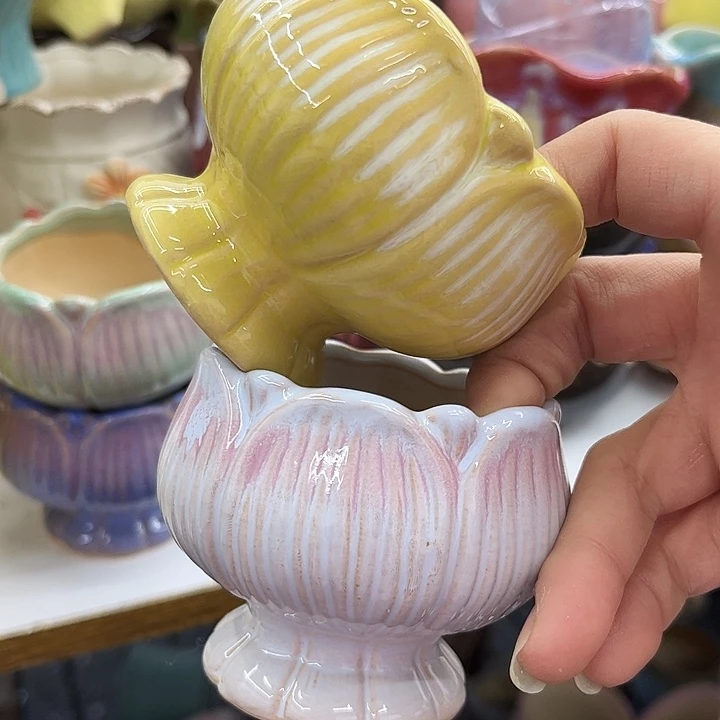 多肉绿植陶瓷花盆9.9包邮，有孔