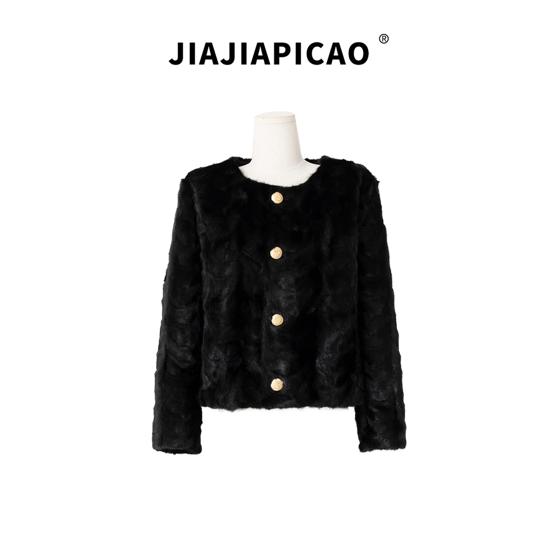 【佳佳推荐】新品轻奢简约水貂毛皮草外套/6611-1