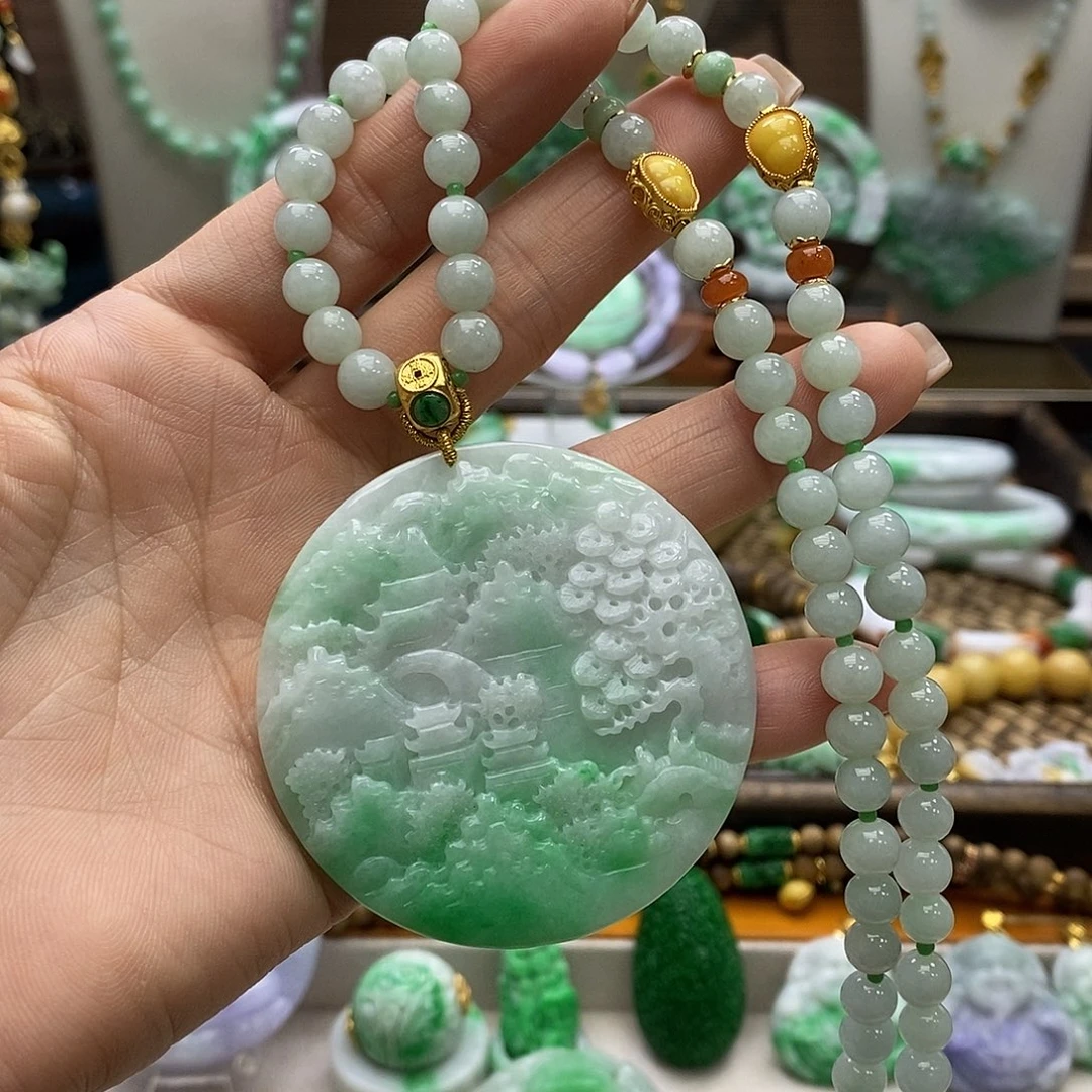 翡翠未镶嵌颈饰天然