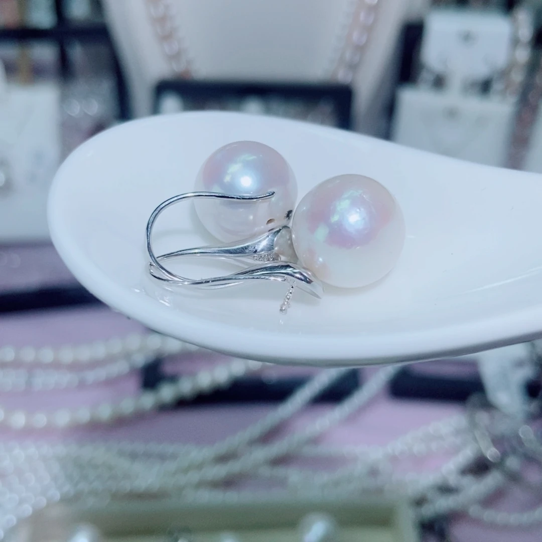 银S925镶嵌淡水珍珠耳饰