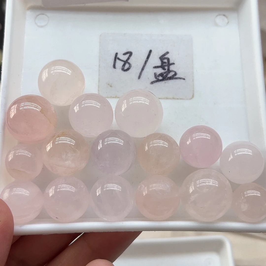 水晶未镶嵌珠宝半成品84 粉水晶球一盘