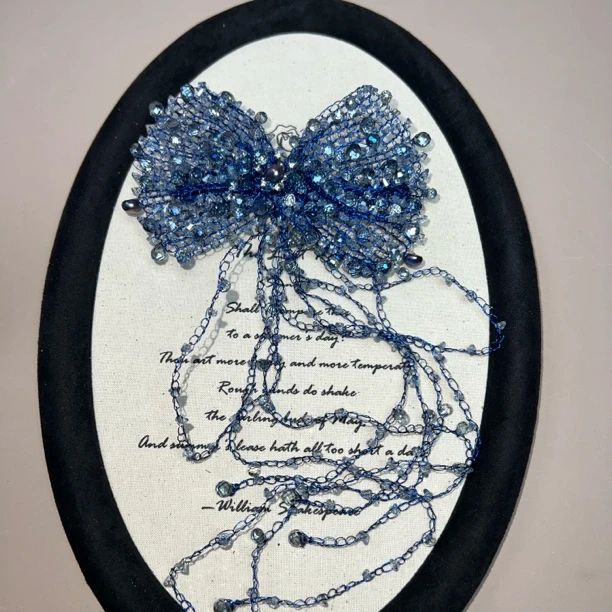 西子家瓦尔登湖原创宝石蓝钩针流苏大家弹簧夹