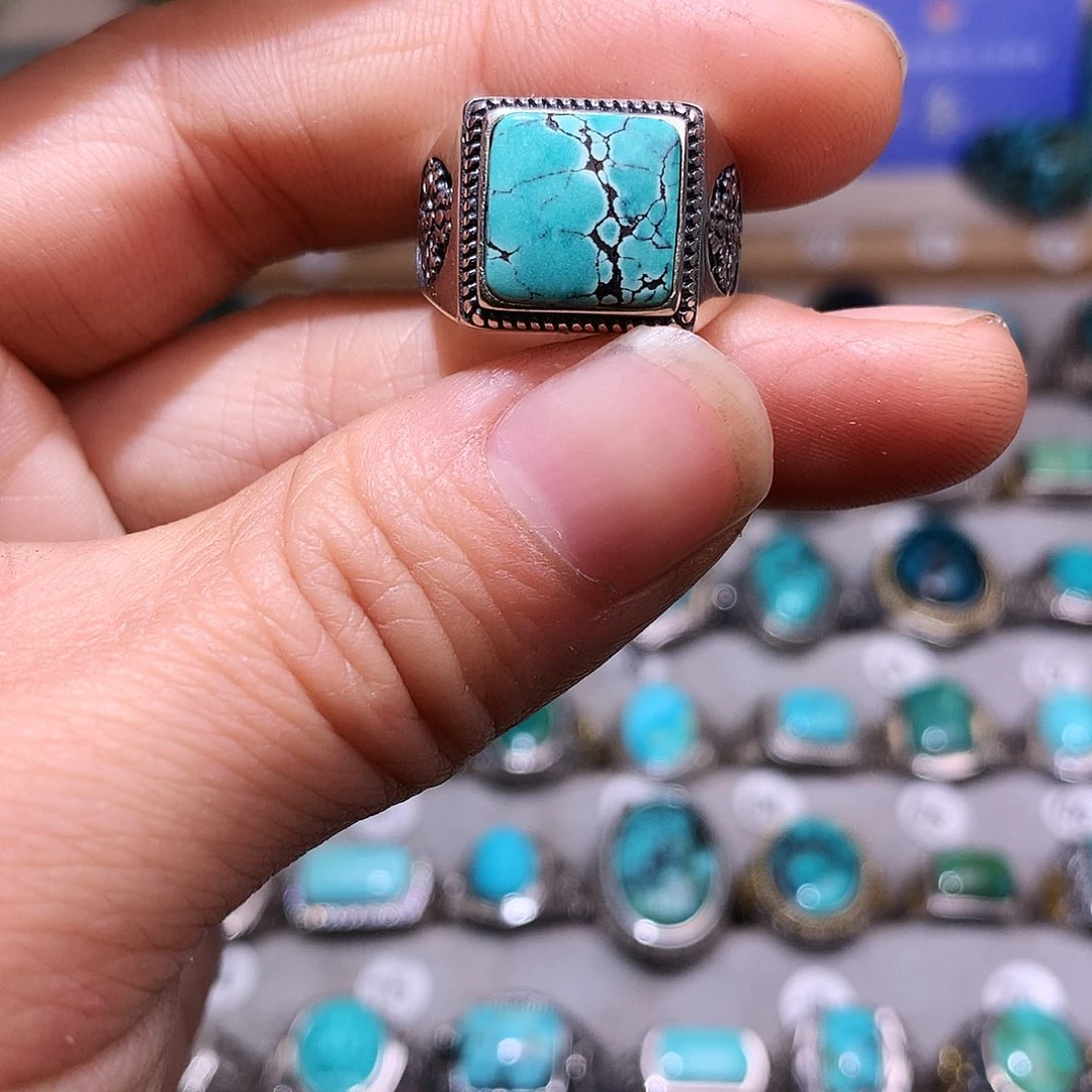 绿松石挂件银S925镶嵌