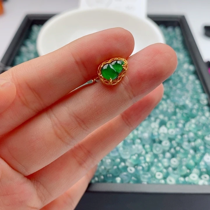 翡翠银S925镀金镶嵌手链配饰