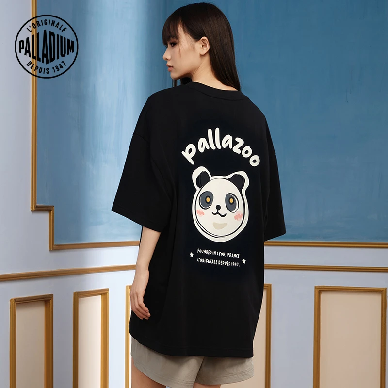 帕拉丁夏季女款上衣宽松潮流运动动物图案熊猫印花T恤1912357