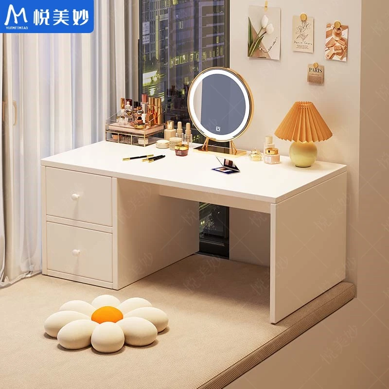 飘窗梳妆台卧室简约现代奶油风小户型迷你简易出租屋少女化妆桌子