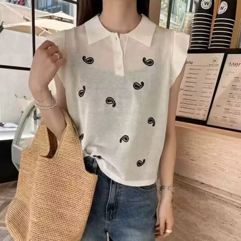 661高质感穿搭飞飞袖！刺绣腰果花薄款夏季洋气黑色