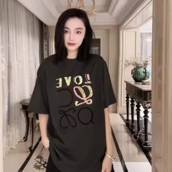 Millonthe【夏日莓果】25s春夏立体刺绣字母图案短袖男女同款290g