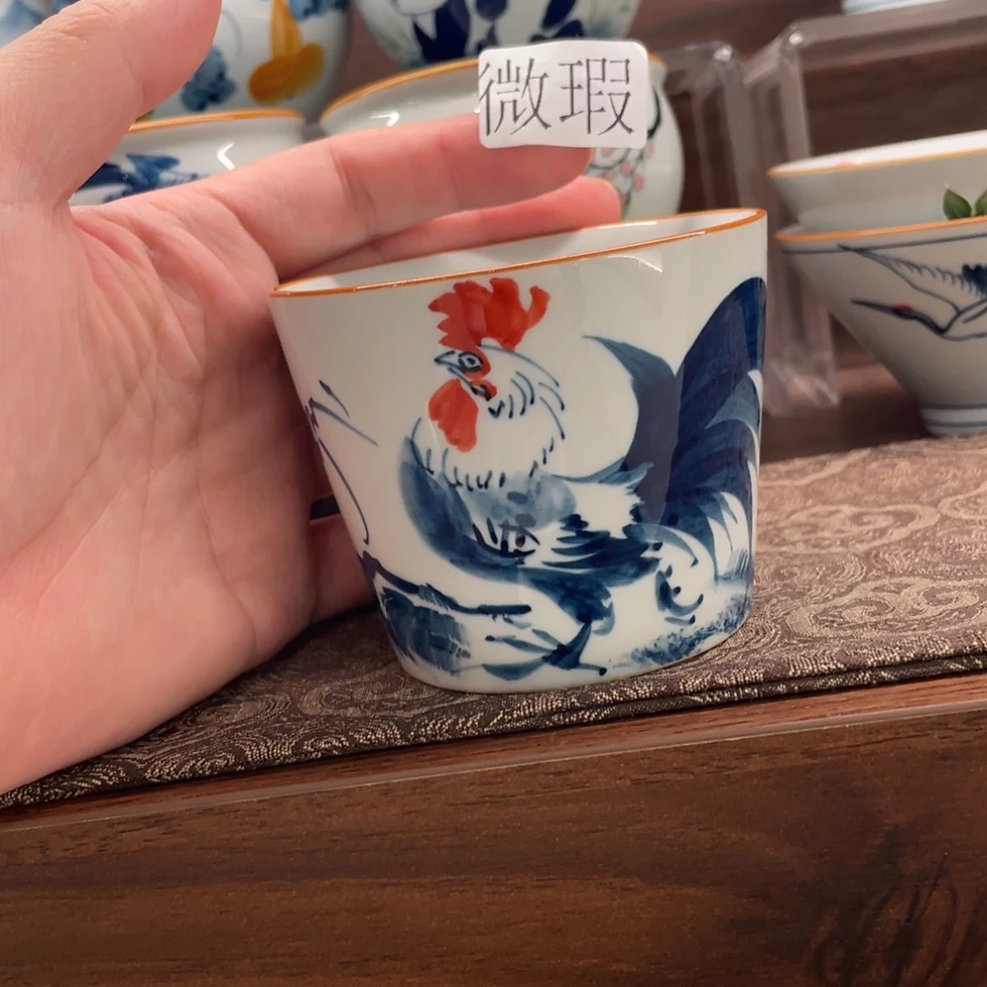釉下手绘茶具微瑕