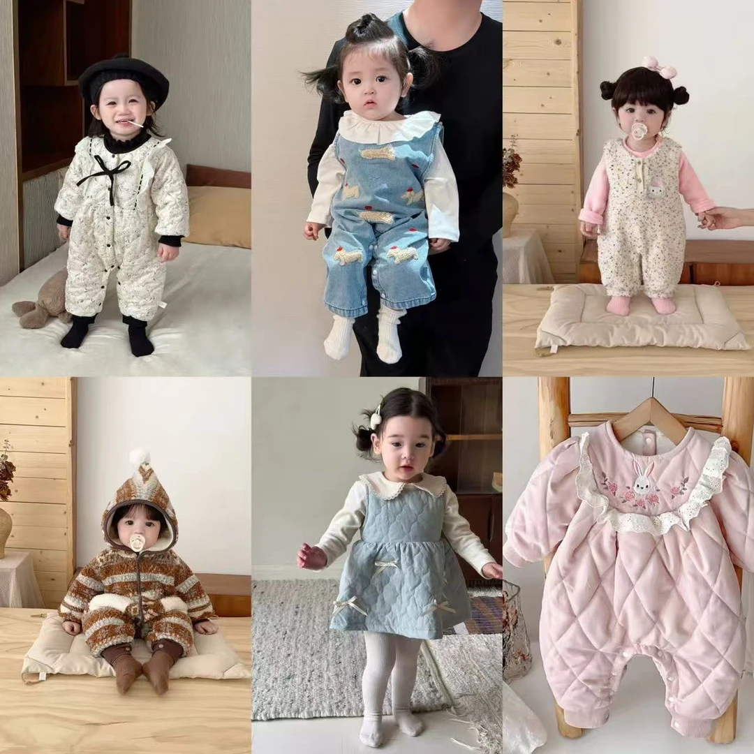 H600-H700（秋冬加绒）新款婴幼儿加绒哈衣连体衣公主裙组合多款式