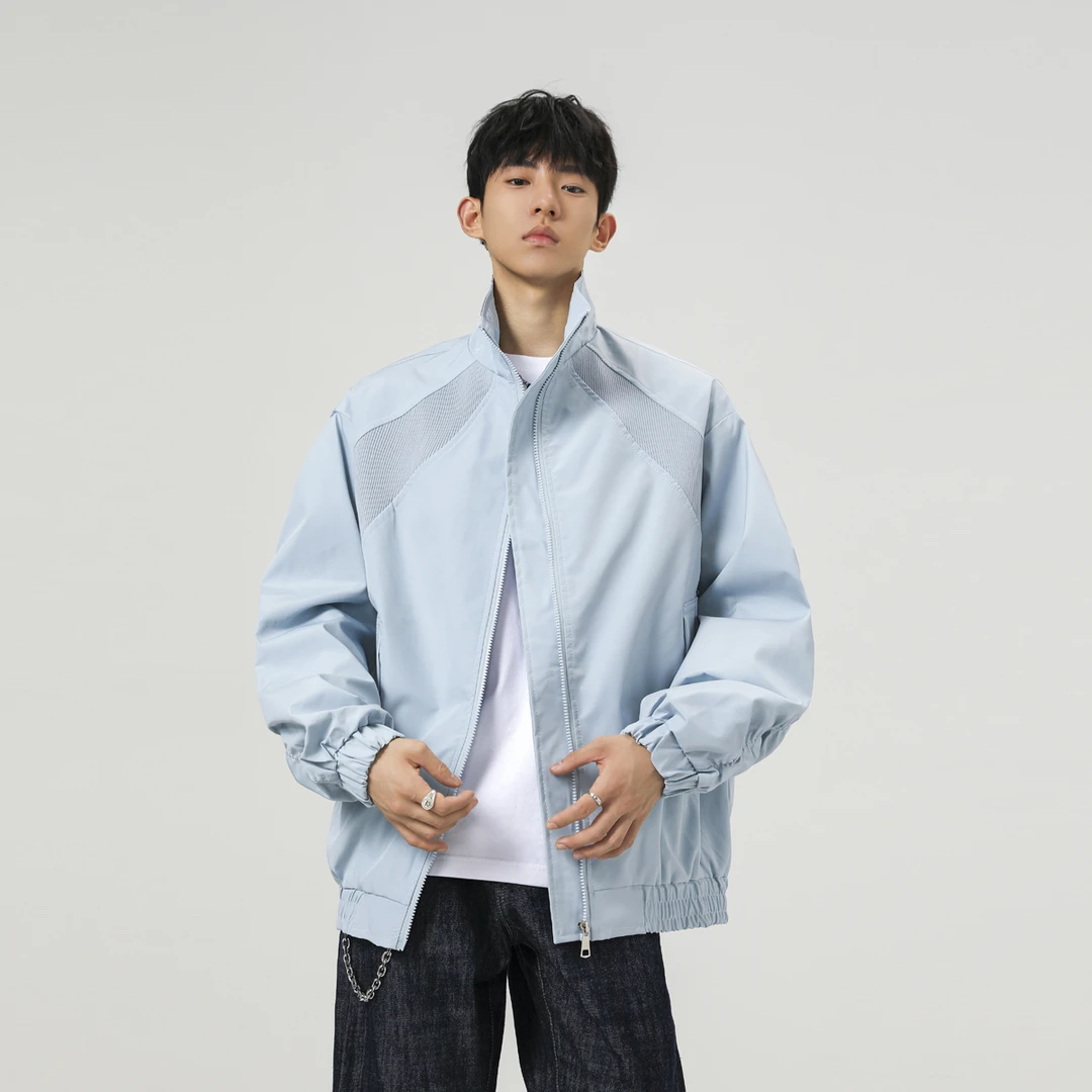 防晒衣男夏季美式拼接网孔透气遮阳服户外薄款运动外套