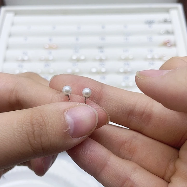 淡水珍珠耳饰银S925镶嵌铄*