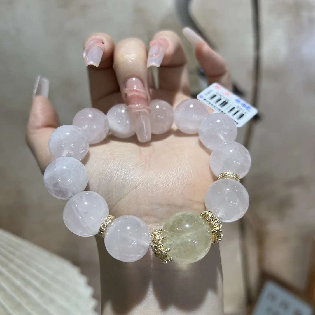 【月月家】B014天然水晶 天然粉水晶设计款手链