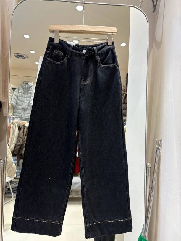 冬款加厚九分牛仔裤