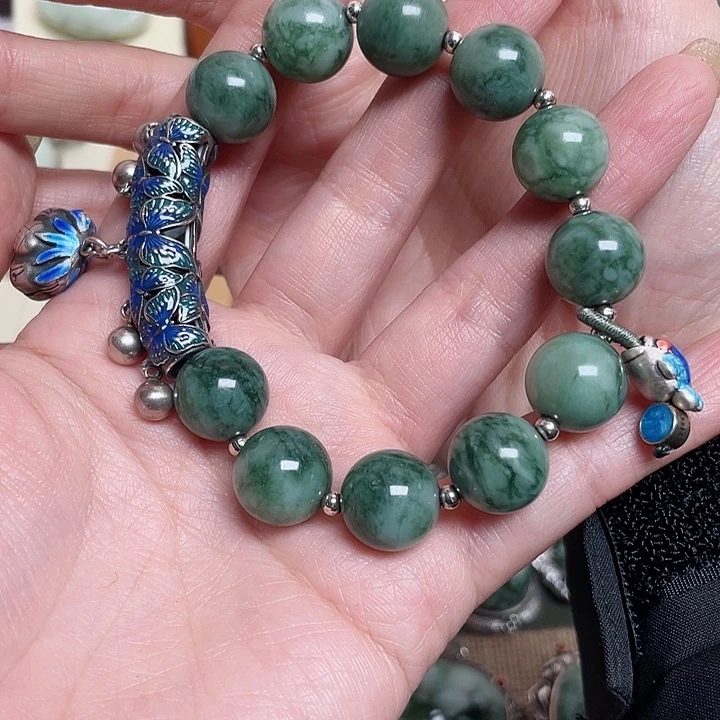 透闪石-蛇纹石玉手链未镶嵌用****9