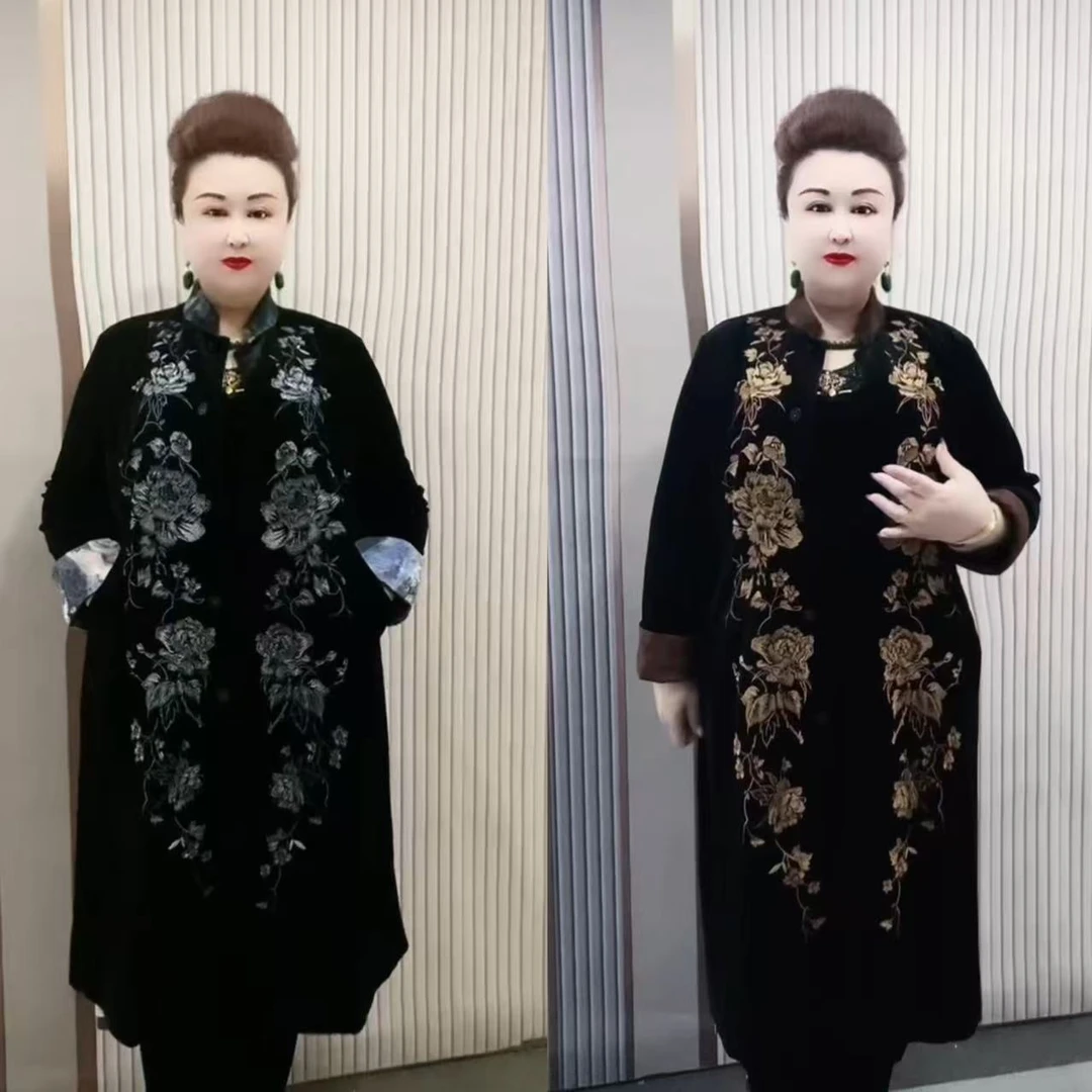 50952款春季时尚百搭刺绣立领大衣