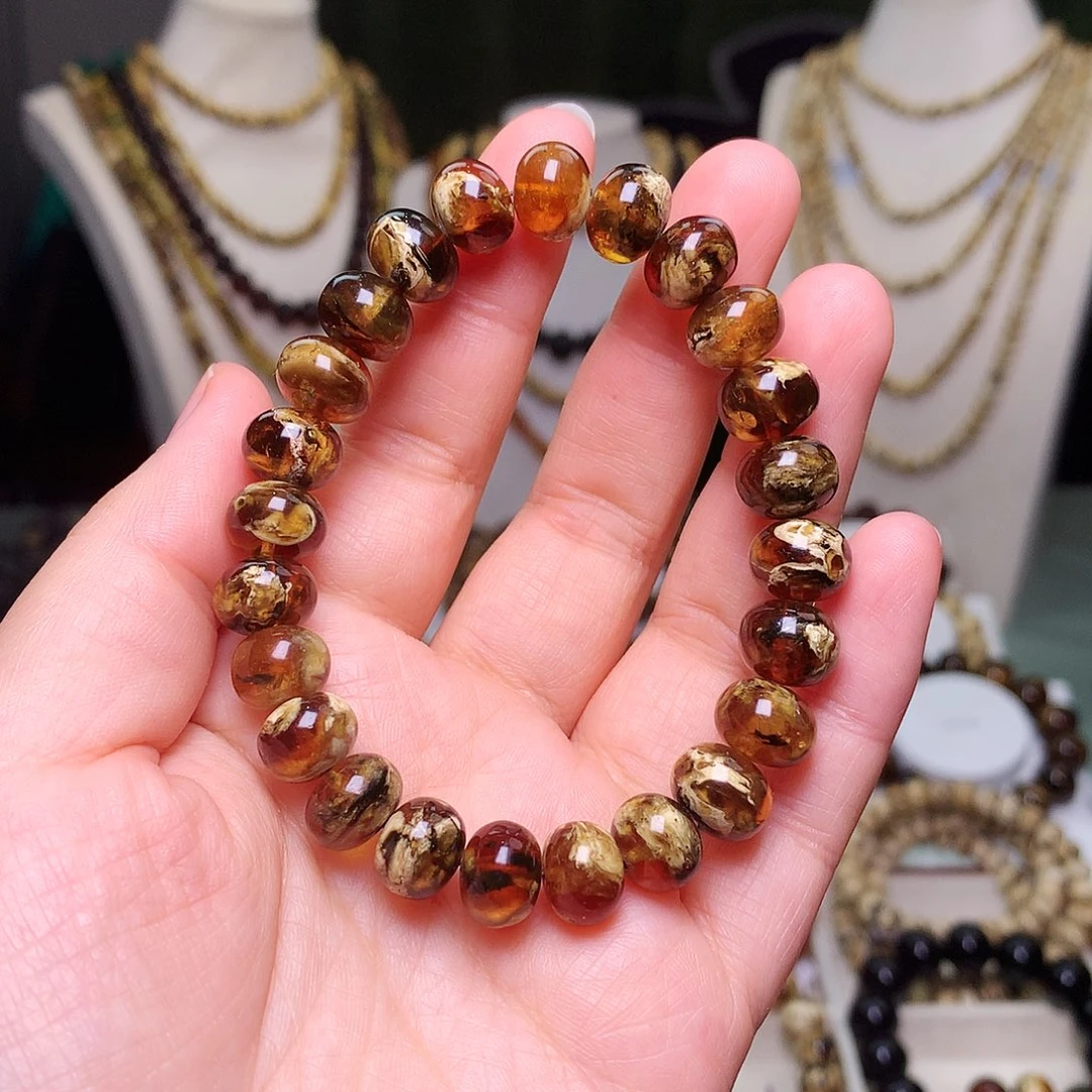 琥珀未镶嵌裸石10/精品瓷白溶洞花-47