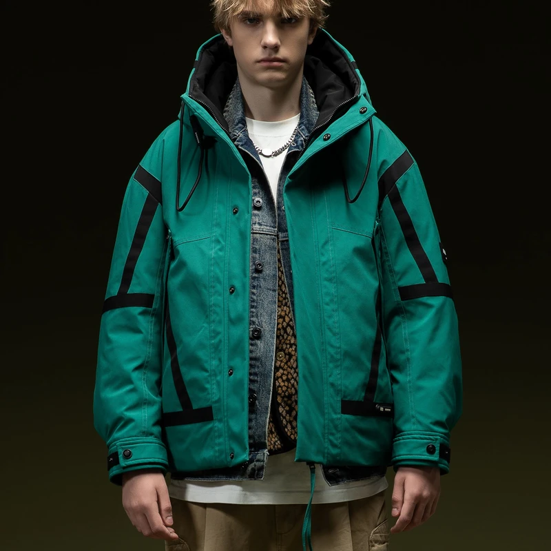 绿【重逢机械师90绒羽绒服】麦家高货保暖背带解构工装户外款23099