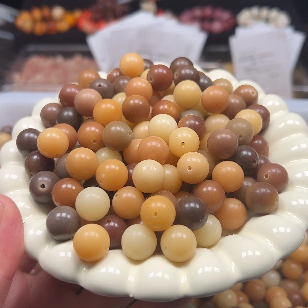 手串菩提根/象牙果110颗干磨13圆珠老料