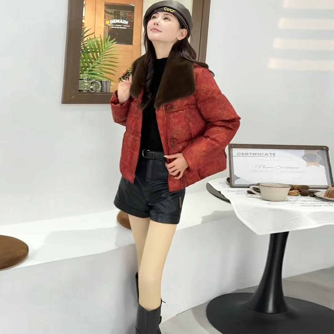 冬装白鸭绒羽绒服女2025新款中老年洋气质新中式上衣外套拜年服