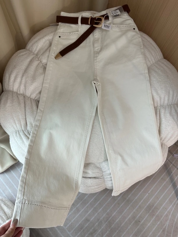 6342春季新款高腰显瘦直筒牛仔裤小个子九分阔腿裤