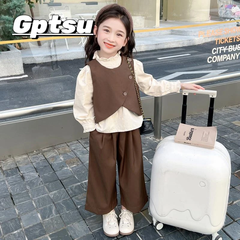 GPTSu女童秋装套装2025新款洋气时髦韩版儿童女宝宝春秋三件套潮
