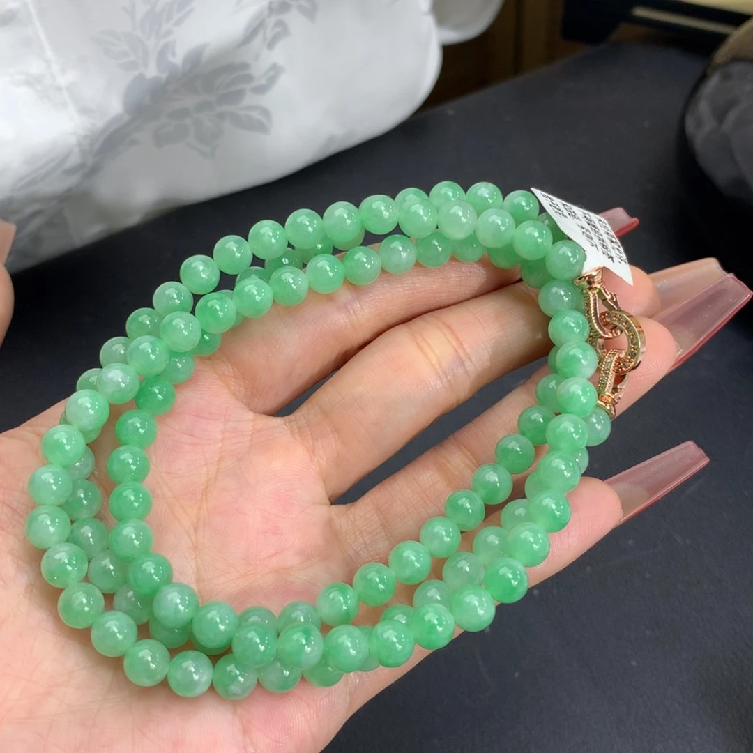 翡翠手链未镶嵌卡6.1胶润果绿项链
