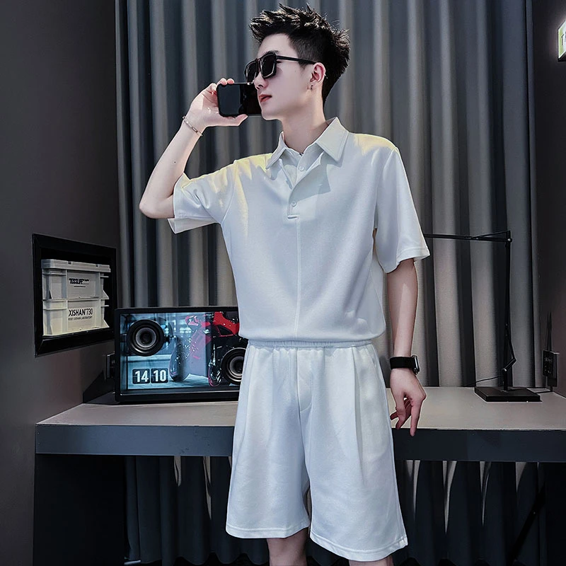 夏季新款男士帅气运动风休闲套装短袖短裤百搭日常